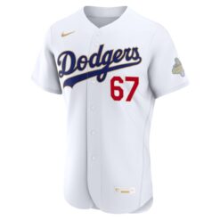 Alternative view of Vin Scully Los Angeles Dodgers White 2026 Gold Collection Limited Jersey - All Stitched