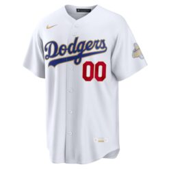 Alternative view of Custom Los Angeles Dodgers White 2026 Gold Collection Jersey - All Stitched
