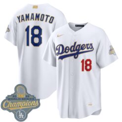 Yoshinobu Yamamoto Los Angeles Dodgers White 2026 Gold Collection Jersey - All Stitched