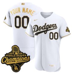 Custom Los Angeles Dodgers White Gold 2026 Gold Collection Limited Jersey - All Stitched