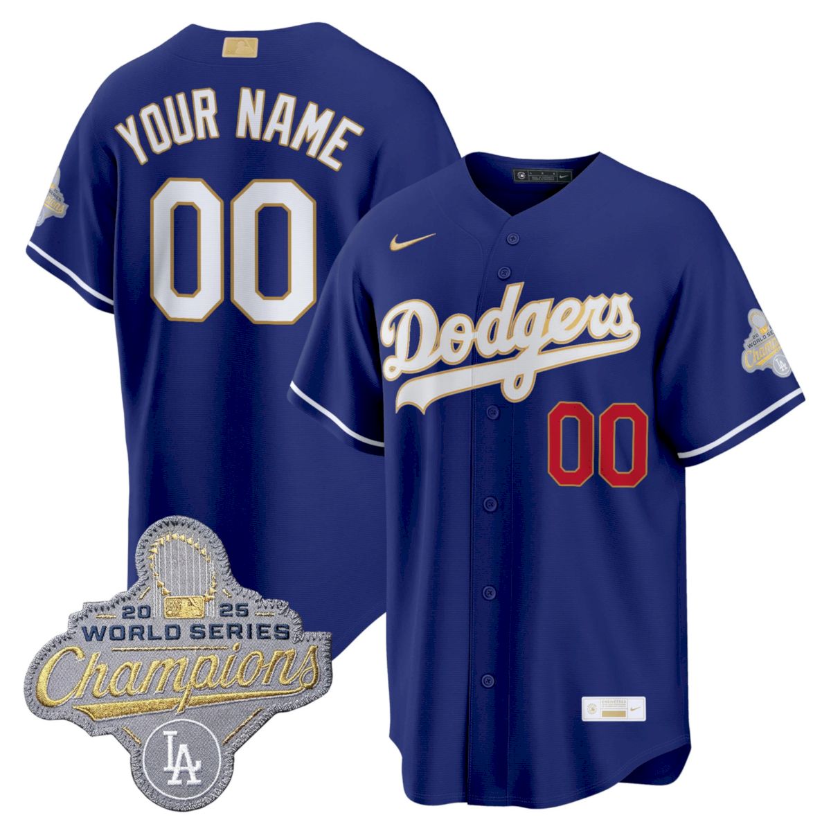 Custom Los Angeles Dodgers Royal 2026 Gold Collection Jersey - All Stitched