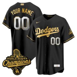 Custom Los Angeles Dodgers Black Gold 2026 Gold Collection Jersey - All Stitched