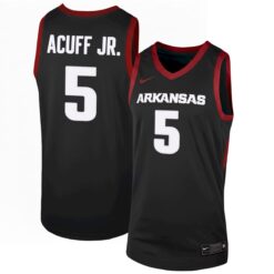 Darius Acuff Jr. Arkansas Razorbacks Basketball Black Game Jersey - All Stitched