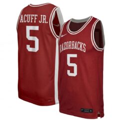 Darius Acuff Jr. Arkansas Razorbacks Basketball Cardinal Throwback Jersey - All Stitched