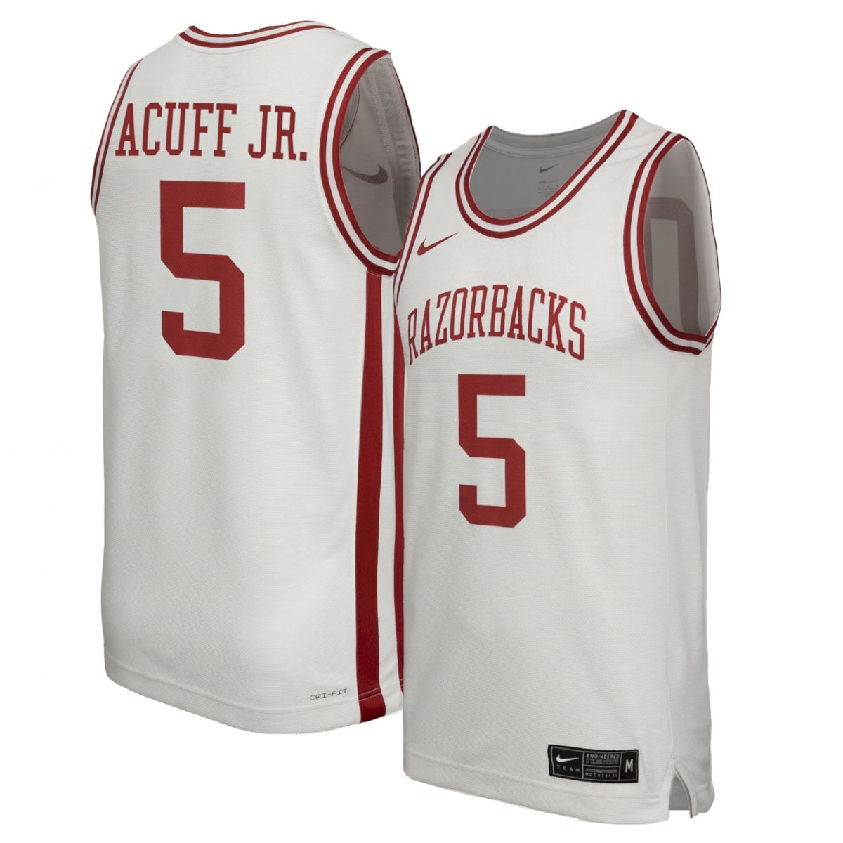 Darius Acuff Jr. Arkansas Razorbacks Basketball White Throwback Jersey - All Stitched