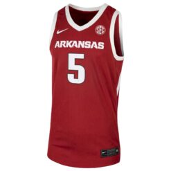 Alternative view of Darius Acuff Jr. Arkansas Razorbacks Basketball Cardinal Game Jersey w/ SEC Patch - All Stitched
