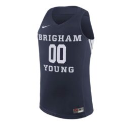 Alternative view of Custom BYU Cougars Basketball Navy Jersey - All Stitched