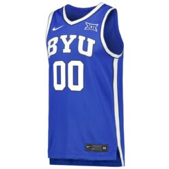 Alternative view of Custom BYU Cougars Basketball Royal Home Game Jersey w/ XII Patch - All Stitched