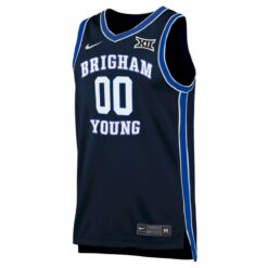 Alternative view of Custom BYU Cougars Basketball Navy Alternate Game Jersey w/ XII Patch - All Stitched