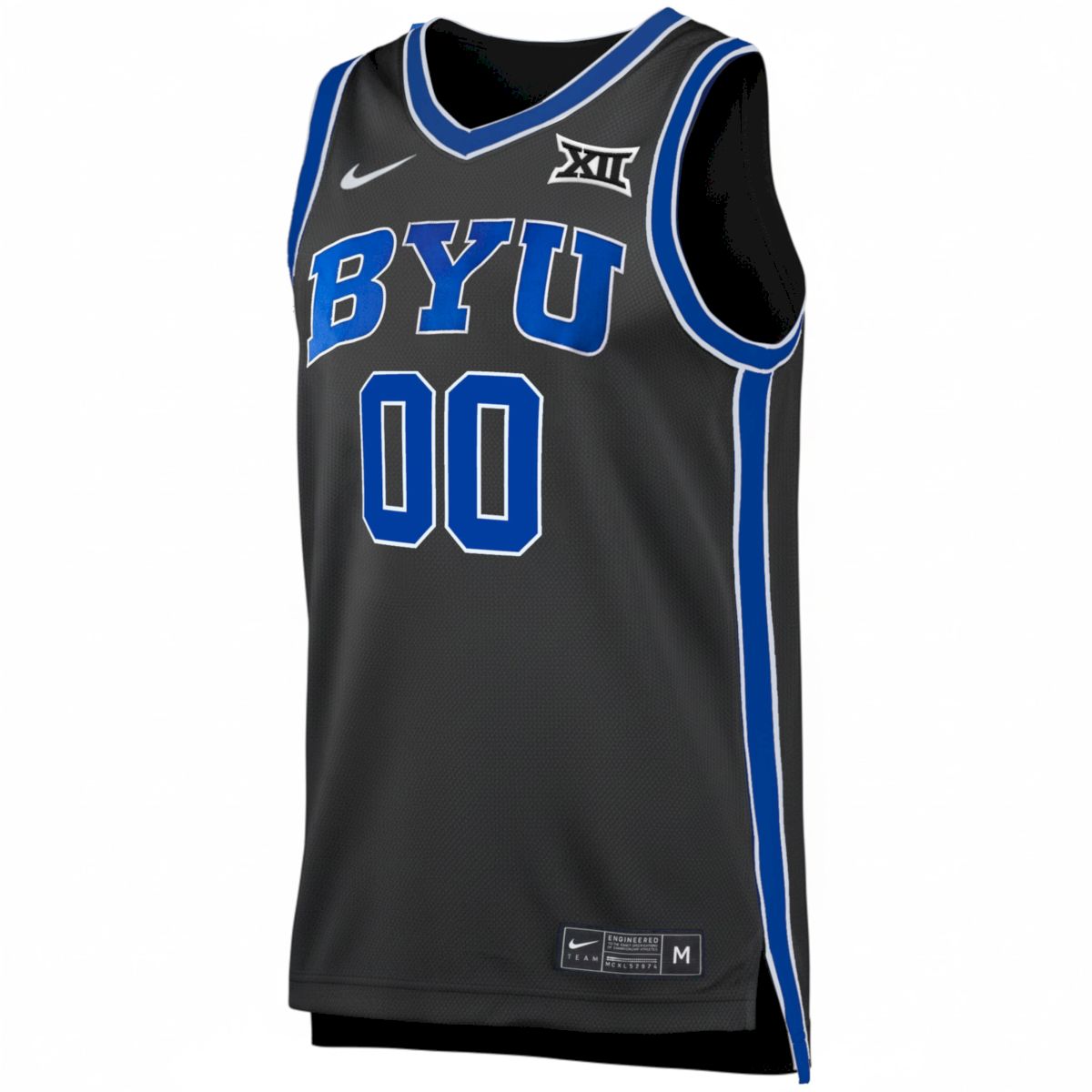 Custom BYU Cougars Basketball Black Third Game Jersey w/ XII Patch - All Stitched - Image 2