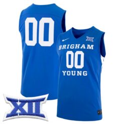 Custom BYU Cougars Basketball Royal Blue Jersey w/ XII Patch - All Stitched