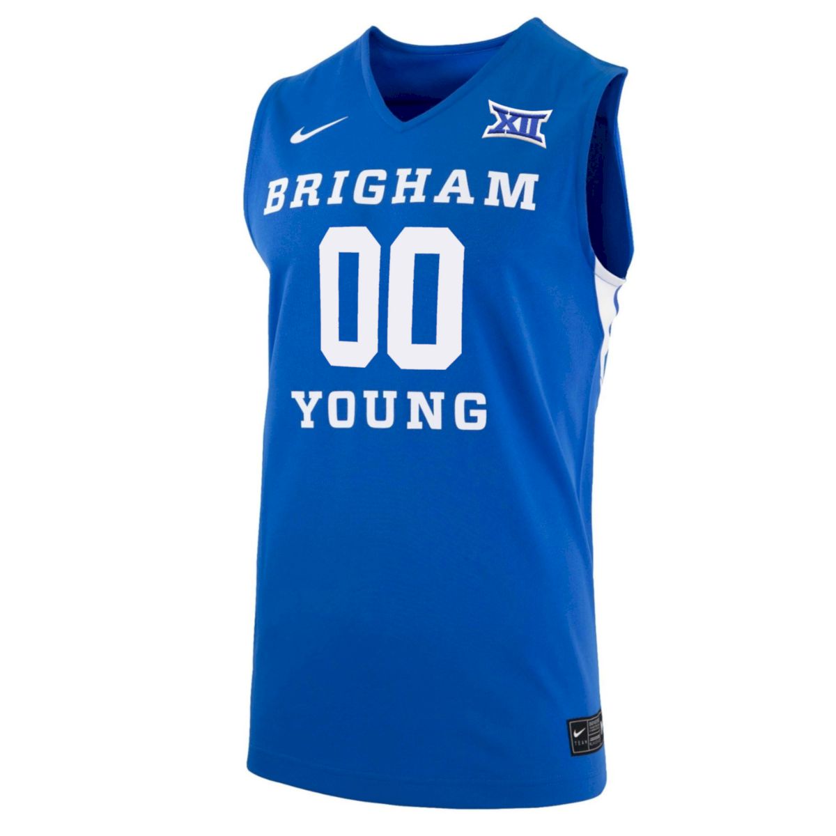 Custom BYU Cougars Basketball Royal Blue Jersey w/ XII Patch - All Stitched - Image 2