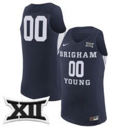 Custom BYU Cougars Basketball Navy Jersey w/ XII Patch - All Stitched