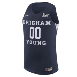 Alternative view of Custom BYU Cougars Basketball Navy Jersey w/ XII Patch - All Stitched