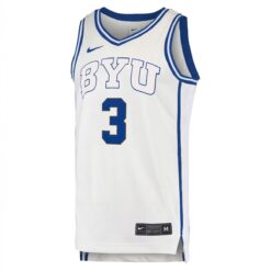 Alternative view of AJ Dybantsa BYU Cougars Basketball White Away Game Jersey - All Stitched