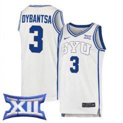 AJ Dybantsa BYU Cougars Basketball White Away Game Jersey w/ XII Patch - All Stitched