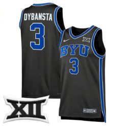 AJ Dybantsa BYU Cougars Basketball Black Third Game Jersey w/ XII Patch - All Stitched