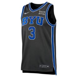 Alternative view of AJ Dybantsa BYU Cougars Basketball Black Third Game Jersey w/ XII Patch - All Stitched
