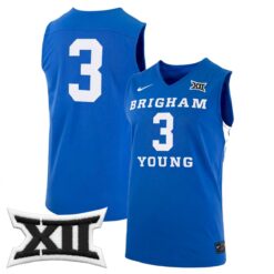 AJ Dybantsa BYU Cougars Basketball Royal Blue Jersey w/ XII Patch - All Stitched