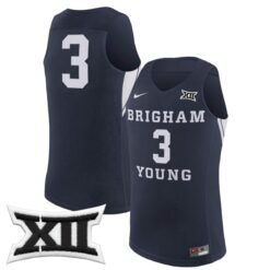 AJ Dybantsa BYU Cougars Basketball Navy Jersey w/ XII Patch - All Stitched
