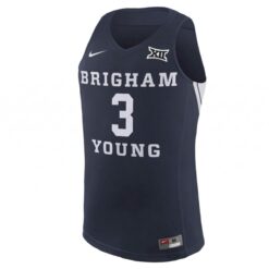 Alternative view of AJ Dybantsa BYU Cougars Basketball Navy Jersey w/ XII Patch - All Stitched