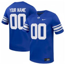 Custom BYU Cougars Football Royal Home Game Jersey - All Stitched