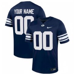 Custom BYU Cougars Football Navy Alternate Game Jersey - All Stitched