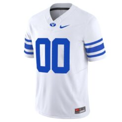 Alternative view of Custom BYU Cougars Football White Away Vapor F.U.S.E Limited Jersey - All Stitched