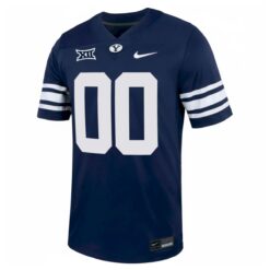 Alternative view of Custom BYU Cougars Football Navy Alternate Game Jersey w/ XII Patch - All Stitched