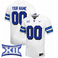 Custom BYU Cougars Football White 1996 Throwback Game Game Jersey w/ XII Patch - All Stitched