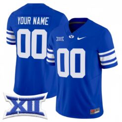 Custom BYU Cougars Football Royal Home Vapor F.U.S.E Limited Jersey w/ XII Patch - All Stitched
