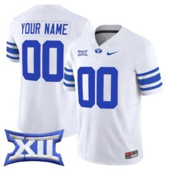 Custom BYU Cougars Football White Away Vapor F.U.S.E Limited Jersey w/ XII Patch - All Stitched