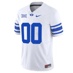 Alternative view of Custom BYU Cougars Football White Away Vapor F.U.S.E Limited Jersey w/ XII Patch - All Stitched