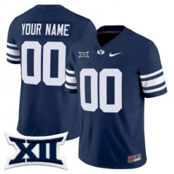 Custom BYU Cougars Football Navy Alternate Vapor F.U.S.E Limited Jersey w/ XII Patch - All Stitched