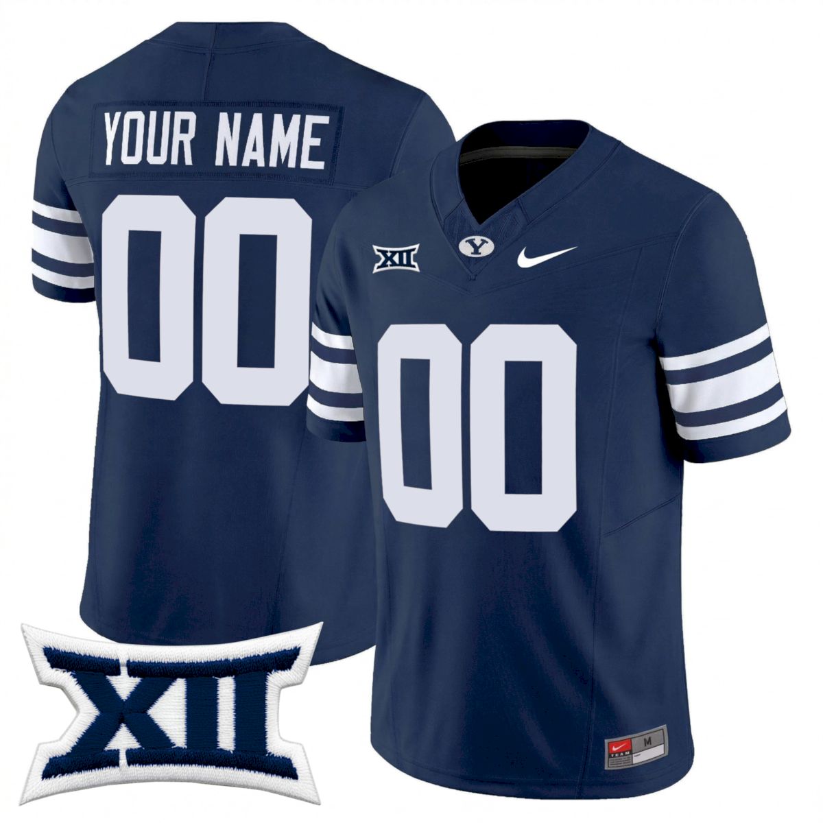 Custom BYU Cougars Football Navy Alternate Vapor F.U.S.E Limited Jersey w/ XII Patch - All Stitched