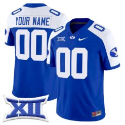 Custom BYU Cougars Football Royal Alternate Vapor F.U.S.E Limited Jersey w/ XII Patch - All Stitched