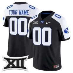 Custom BYU Cougars Football Black Alternate Vapor F.U.S.E Limited Jersey w/ XII Patch - All Stitched