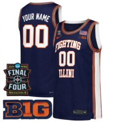 Custom Illinois Fighting Illini Basketball 2026 Final Four Navy Limited Jersey - All Stitched