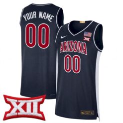 Custom Arizona Wildcats Basketball Navy Limited Jersey w/ XII Patch - All Stitched