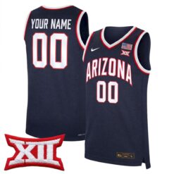 Custom Arizona Wildcats Basketball Navy Jersey w/ XII Patch - All Stitched