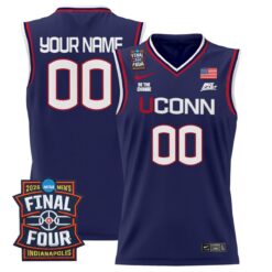 Custom UConn Huskies Basketball 2026 Final Four Navy Jersey - All Stitched