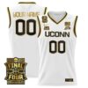 Custom UConn Huskies Basketball 2026 Final Four White Gold Jersey - All Stitched