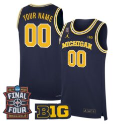 Custom Michigan Wolverines Basketball 2026 Final Four Navy Limited Jersey - All Stitched
