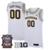 Custom Michigan Wolverines Basketball 2026 Final Four White Limited Jersey - All Stitched