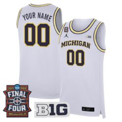 Custom Michigan Wolverines Basketball 2026 Final Four White Limited Jersey - All Stitched