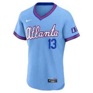 Alternative view of Ronald Acuna Jr. Atlanta Braves Powder Blue 2026 City Connect Stadium Elite Jersey - All Stitched