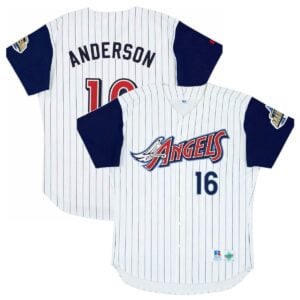 Garret Anderson Anaheim Angels 1998-99 White Home Jersey - All Stitched