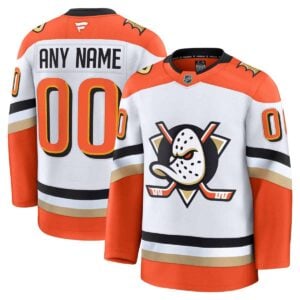 Custom Anaheim Ducks White Away Premium Jersey - All Stitched