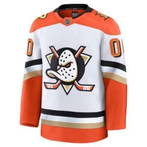 Alternative view of Custom Anaheim Ducks White Away Premium Jersey - All Stitched