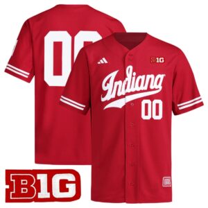 Custom Indiana Hoosiers Baseball Crimson Jersey w/ B1G Patch - All Stitched